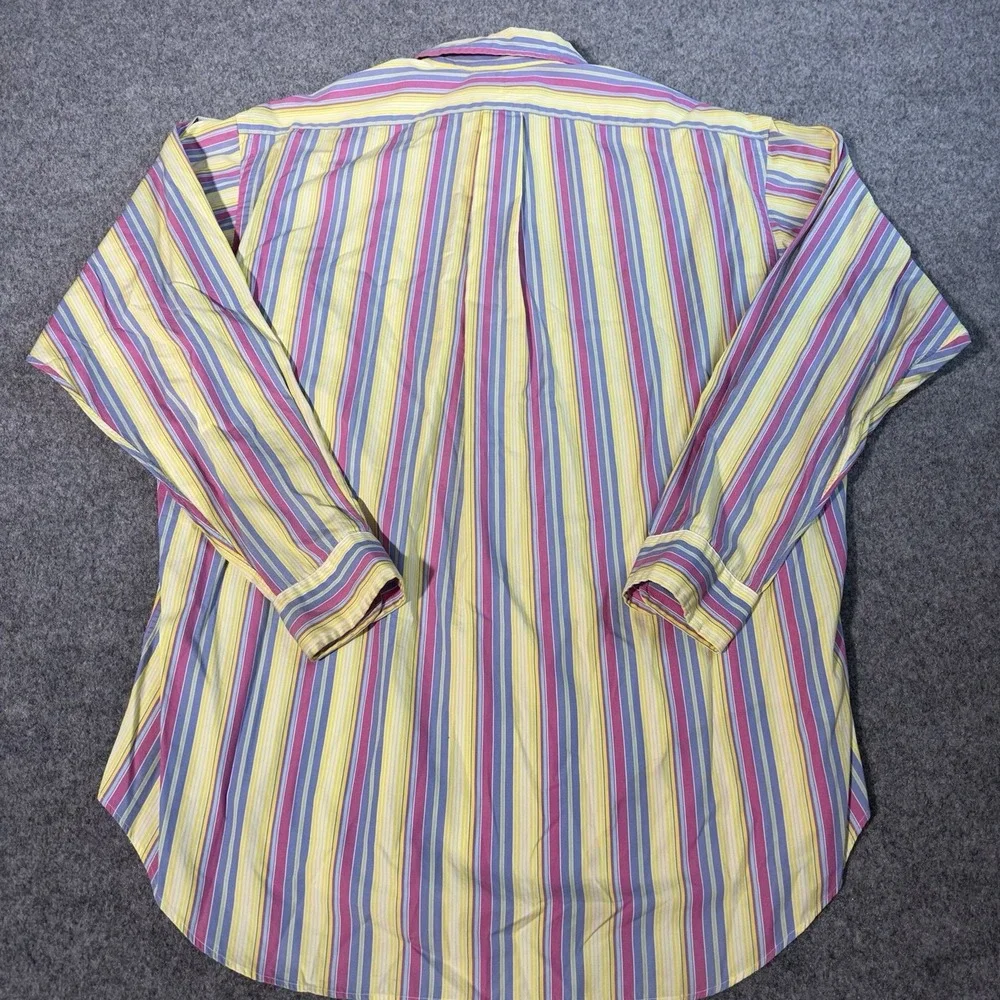 Polo Ralph Lauren Blake Mens Large Long Sleeve Button Up Striped Pink Pony Logo
